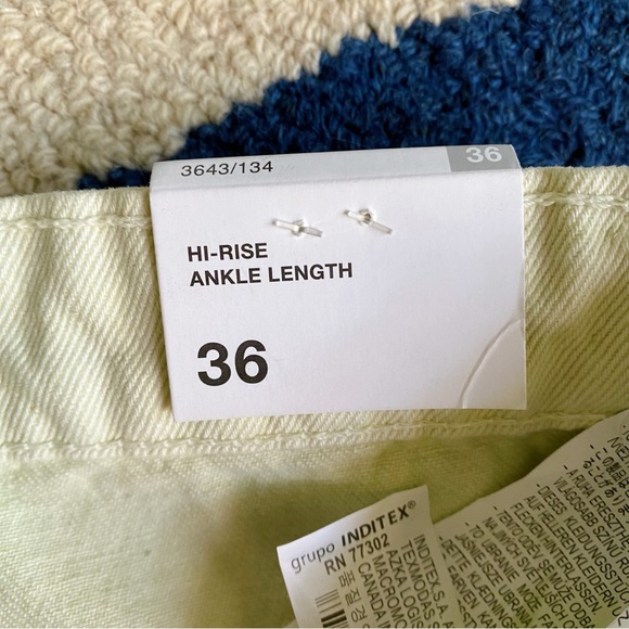 🍈 ZARA CITRON HIGH WAIST STRAIGHG LEG ANKLE LENGTH DENIM JEANS! - Picture 10 of 16